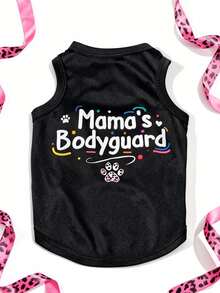 LUCKIE LABO 1pc "Mama's Bodyguard" Letter Graphic Print Pet Vest, Physical Flea Repellent, Reduce Shedding, Insulation & Breathable, Suitable For Small & Large Dogs, Indoor & Outdoor - Black - View 11