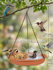 1pc Outdoor Hanging Bird Bath, Multi-Functional Wild Bird Feeder & Water Basin, Large Shallow Basin Design, Durable Plastic Tray With Chain, Outdoor Yard Decor, Gift For Bird Lovers, Suitable For Patio, Lawn, Balcony - A - View 8
