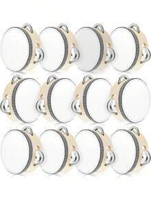 1-8pcs Adult Wedding Hand Drums Wholesale, Musical Tambourine With Metal Bells, Wooden Handheld Drum, Rhythm Percussion Instrument, White Wedding Party Gift Musical Instrument, Suitable For Party And Karaoke (Drumsticks Not Included) - Multicolor - View 7