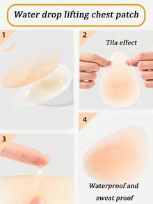 1 Pair Women's Ultra-Thin Silicone Breast Lift Pads, Invisible Seamless Push-Up Pads, Suitable For Backless Dresses And Strapless Outfits, Wedding - Multicolor - View 4