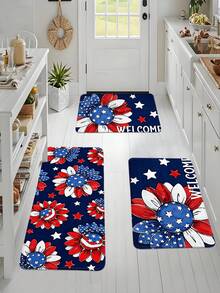 1pc Creative Floral Pattern Kitchen Mat, Faux Cashmere Washable Door Mat, Soft Skin-Friendly Decorative Floor Mat, Durable Home Entrance Mat, Small Area Rug, Kitchen Decor Mat, Suitable For Living Room, Room, Bedroom, Etc. - View 5