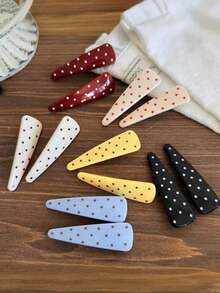 12pcs Women's High-End Yellow Polka Dot Hair Clips, Sweet Girly Bangs Side Clips, Small Hair Clamps, Cute Head Accessories,Claw Clips - Multicolor - View 1
