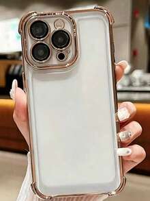 1 chiếc ốp lưng bảo vệ TPU trong suốt chống rơi bốn góc mạ điện tương thích với iPhone/11,15PROMAX,14PROMAX/Galaxy,SAM/Honor/Note13pro/12C/13C/S23 Ultra/S24 Ultra - Vàng - Xem 3