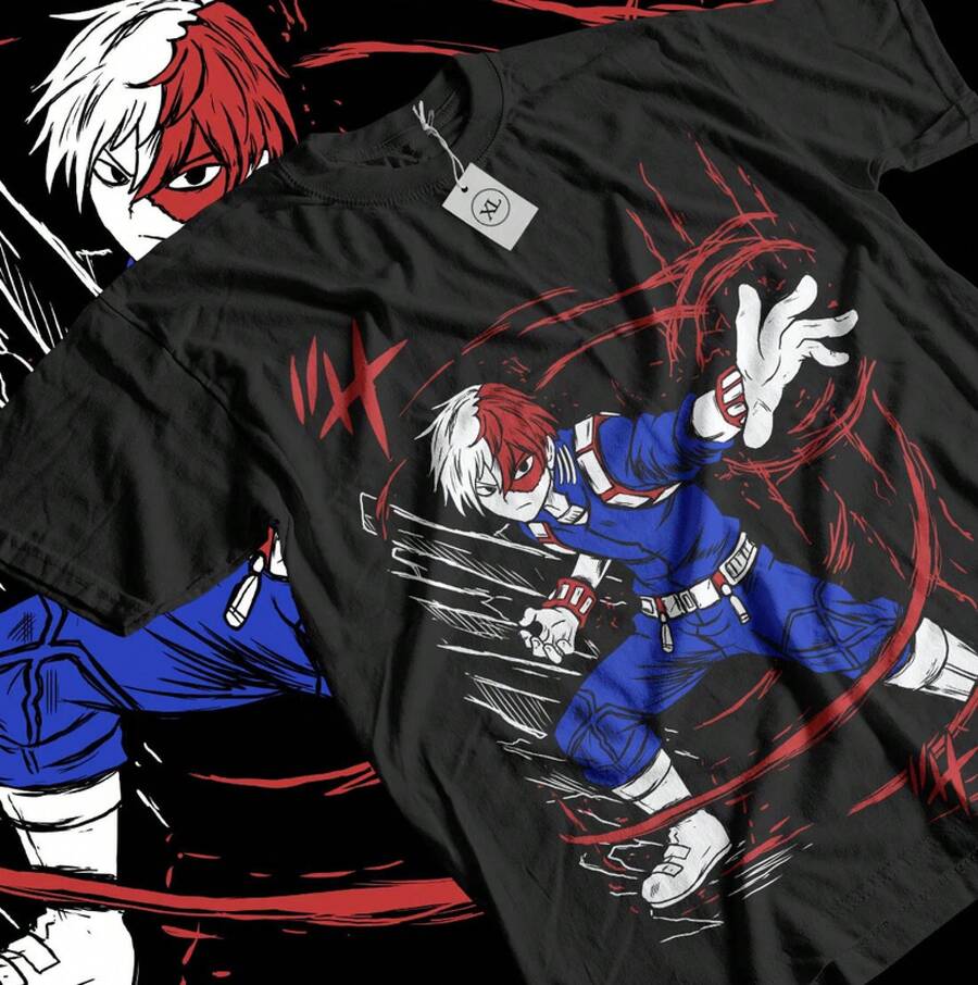 T-Shirt Todoroki Academia My Hero Toutes les tailles Mha Toya Dabi Anime Chemise noire - Noir - Voir 1