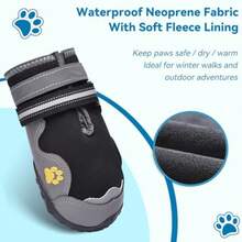 Dog Booties For Winter, Snow Boots For Small Medium Lar Dogs, Waterproof Dog Rain Shoes, Non-Slip Paw Protector For Outdoor Walking, Hiking, Indoor Hardwood Floors - Black Waterproof - View 3