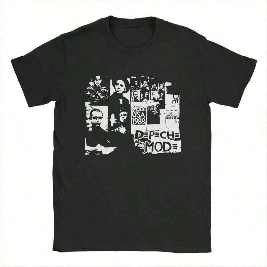 Camisetas Divertidas Depeches Cool Modes för män, rund hals, ren bomull, kortärmade, tryckta t-shirts. En sommar-T-shirt som kan bäras av både pojkar och flickor. Dam-T-shirt med retro rockband-tryck, andningsbar bomull, för utomhusbruk, vardagskläder, avslappnade toppar. Dam Y2K Grunge-bandtryck, kortärmad crop top, vintage musikfestival-topp för utekvällar. Retro musikband-tryck, långärmad T-shirt, vintage punk streetwear-tröja. - Svart - Visa 1