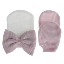 3pcs Newborn Baby Hat And Gloves Set, With Large Bow, Soft Cute Knitted Hat, Suitable For Baby Boys And Girls - Multicolor - View 12