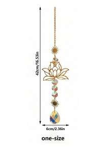 1pc Lotus Window Crystal Sun Catcher, Colorful Glass Hanging Ornament, Indoor Window Light Catcher, Garden Sun Room Decor - Multicolor - View 6