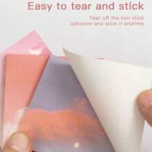 200 Sheets Gradient Color Sticky Notes, Simple Pattern, Strong Adhesion, Suitable For Messages, Notes And Memos, Cute High-Quality Student Style, Casual Back To School Style. Each Note Ranges From Pink Mist To Purple Clouds, Suitable For Use In Notebooks And Diaries. It Is Not Only A Sticky Note, But Also A Decorative Art Piece For Office And School Supplies - one-size - View 4