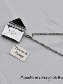 Gold Personalized Envelope Pendant Necklace Secret Message Necklace Photo Customization I Love You Date Mom Best Friend Gift Mother's Day Gift - Multicolor - View 7