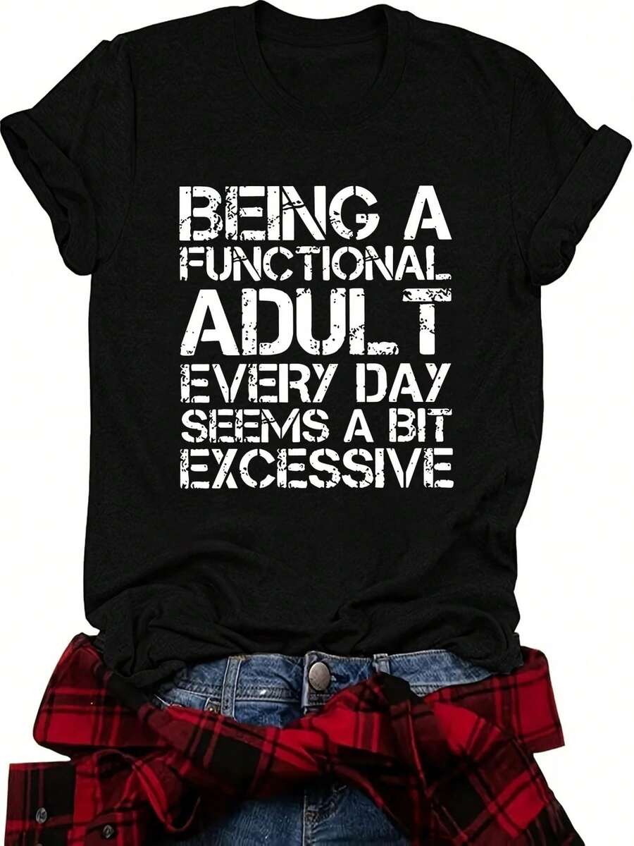 BEING A T-Shirt With Round Neck And Letter Print - Black - View 1