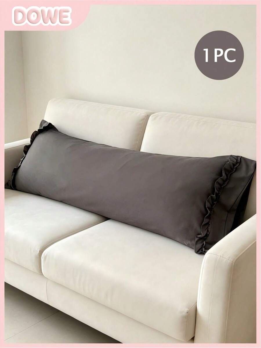 1pc 100% Polyester Solid Color Lace Long Pillowcase, Lightweight And Elegant, Soft As Clouds To The Touch, Suitable For Bedding And Sofa Decor (Pillow Insert Not Included)