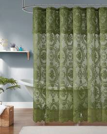 NOIR Gothic Vintage Shower Curtain With Valance For Goth Bathroom Decor - Sage - View 2