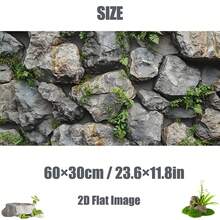 Piedra con musgo verde, pintura de fondo para acuario, pegatina de fondo para acuario, pegatina de fondo para terrario de reptiles, autoadhesiva por delante, decoración de paisaje para acuario, adorno para acuario - A - Ver 16