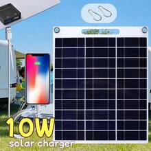 10W USB Solar Panel, 5V Solar Panel Kit, High Efficiency Monocrystalline Silicon, Suitable For RVs, Campers, Vehicles, Caravans And Other Off-Grid Applications - Black - View 3