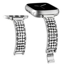 1pc Bling Rhinestone Metal WatchBand Compatible With Apple Watch38/40/41/42/44/45/46/49mm,Honeycomb Design DiamondStudded Stainless Steel Bracelet Strap For Women - Silver - View 2