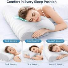 Bantal Leher Servikal untuk Meredakan Ketidaknyamanan Leher & Meningkatkan Kenyamanan Tidur, Bantal Servikal Busa Memori, Bantal Servikal yang Dapat Diatur untuk Tidur Nyaman, Bantal Kontur Busa Memori, Bantal Tidur untuk Posisi Tidur Miring, Telentang, dan Tengkurap, Untuk Posisi Tidur Miring, Telentang, dan Tengkurap - Putih - View 8