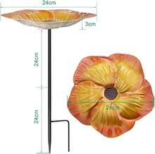 Metal Standing Bird Bath With Ground Stakes, Floral Design, Large Capacity, Frost-Proof Outdoor Garden Bird Water Bath & Feeder - 1 Set - View 6