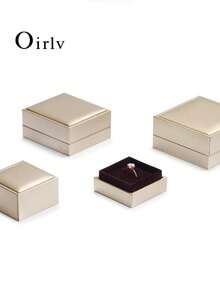 Oirlv 香檳色戒指珠寶禮品盒，珠寶收納盒，戒指收納盒，小型紙板禮品盒，適合聖誕節、生日、週年紀念、情人節和母親節 - 香檳色 - 查看 2
