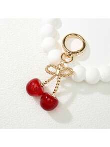 Cherry Keychain Pendant, Realistic Resin Red Crystal Cherry, Exquisite Bag Charm - Golden Red - View 3
