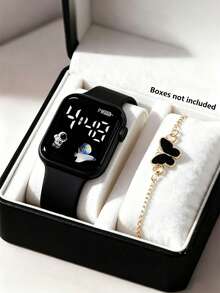 4/2pcs Women Fashion Minimalist LED Plane Digital Display Watch And Butterfly Bracelet Set, Suitable For Women, Ideal For Friends/Family Birthday Gifts, Suitable For School, Party, Travel And Other Occasions. Perfect Gift For Graduation, Thanksgiving, For Women - Multicolor - View 11