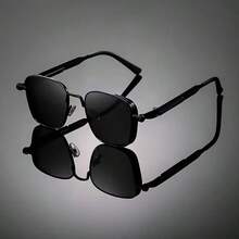 Retro Steampunk Style Men's Metal Square Fashion Glasses, Stylish And Exquisite, Lightweight And Portable, Perfectly Showcasing A Unique Style. Whether For Holidays Or Special Occasions, They Are An Excellent Choice. - Black - View 6
