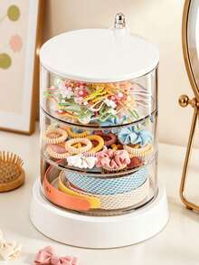 360° Rotating Baby Hair Accessories Organizer, Multi Layer Clear Storage Box For Hair Clips, Headbands, Nursery Room Desktop Display Container - Storage Rack - View 5