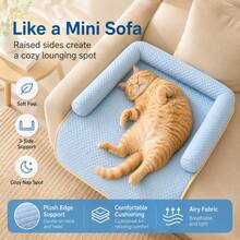 2026 New Summer Breathable Cooling Pet Bed, Comfortable With Raised Edges, Orthopedic Cooling Dog Bed, Soft Washable Dog Mattress, Non-Slip Washable Cooling Pet Mat, All Seasons Use, Suitable For Small, Medium, Large Dogs And Cats - Baby Blue - View 4