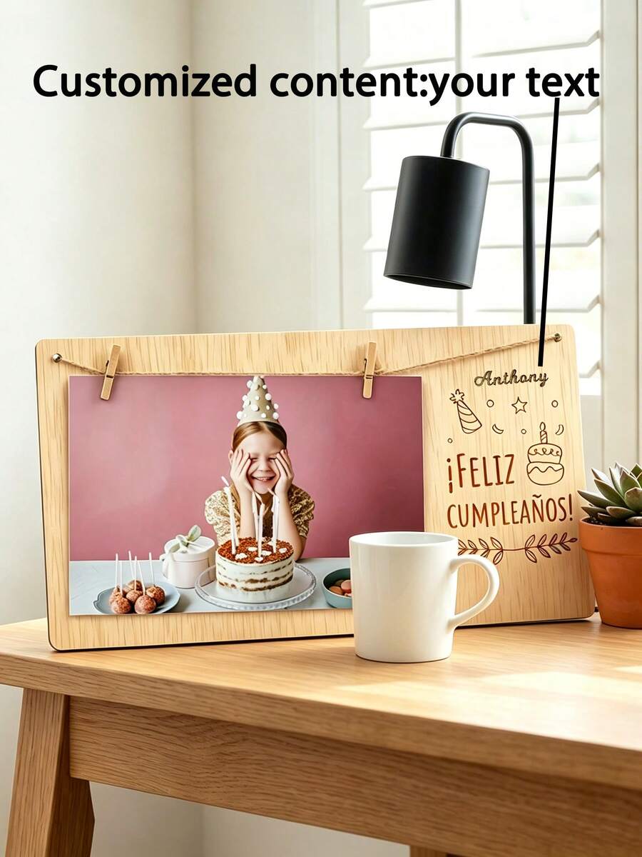 Customized Creative Wooden Photo Frame With Hemp Rope Clip For Baby Ultrasound Photos And Daily Life Photos, Serving As A Decorative Wooden Frame For Display - Multicolor - View 1