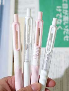4pcs Cute Pink & White Ballpoint Pens, 0.5mm Black Ink, Bow Decoration, Click Switch. "Sweet Ballet" Stationery, Ideal For Back T, First Day Of School - Multicolor - View 3