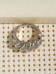1pc Vintage Spiral Textured Ring, Minimalist Fashion Coil Design Finger Ring, Suitable For Women, Gift For Friends & Couples - Threaded Ring - View 8