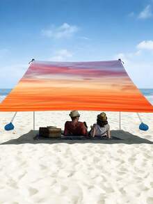 1PC Outdoor Thickened Waterproof Sun-Proof Gradient Mandala Flower Green Bohemian Pattern Outdoor Garden Yard Pavilion Canopy Beach Sunshade Tent With Free Rope (Support Frame Not Included) - A - View 6