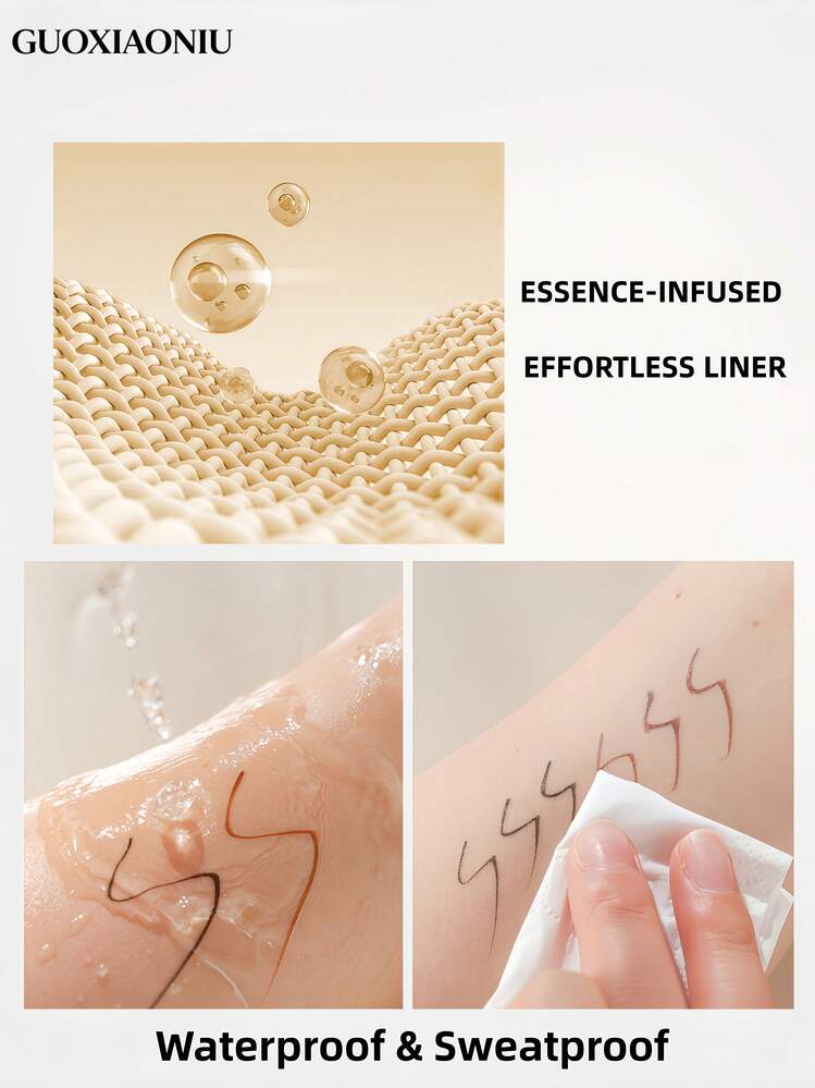 GUOXIAONIU Ultra Thin Eyeliner Liquid Pen Waterproof Sweatproof Smooth No Smudge Multi-Use Eye Makeup Tool - G01 Black Slim - View 9