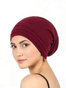 OBOVAY 1 chiếc khăn turban xếp ly màu trơn cho nữ, mũ ngủ hóa trị, thoải mái, mềm mại, thoáng khí, mũ trùm đầu ngủ, phù hợp sử dụng hàng ngày - Nhiều màu - Xem 6