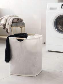 1PC Large/Small Linen Foldable Handheld Fabric Laundry Basket, Portable Laundry Hamper With Handle, Laundry Storage Bin For Bedroom, Bathroom, Living Room, T-Shirts, Shirts And Miscellaneous Items, Multi-Functional Laundry Sorting Basket - Apricot - View 3