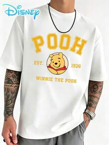 Camisetas con motivos de Disney, estampado de Winnie the Pooh, estilo de dibujos animados divertidos, camisetas para hombre, ropa informal para el día a día, estilo urbano, adecuadas para actividades de ocio y deportes al aire libre, ropa de verano, conjuntos para parejas. - Blanco - Ver 2
