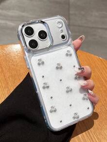 3D櫻桃珍珠蝴蝶結透明手機殼，適用於 14/13 Pro Max、Apple 15、12、11 - 無色 - 查看 5