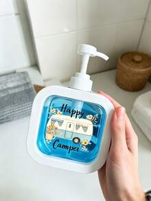 Botella dispensadora de presión con diseño de girasol, botella con cabezal de bomba recargable de gran capacidad, juego de contenedores cuadrados de plástico reutilizables, apto para jabón de manos, loción, champú y gel de baño, diseño transparente visible, apto para cocina, baño, hogar y oficina, esencial portátil para viajes - Ver 8