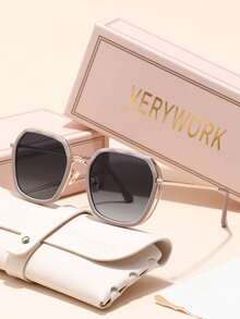 Verywork 1件幾何現代極簡風經典品牌設計女款時尚眼鏡，適合街拍、音樂節、約會及其他時尚場合 - 彩色 - 查看 17