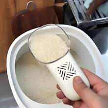 Cuchara de arroz funcional con taza y cuchara de medición - Herramienta de cocina, mango ergonómico, diseño a prueba de plagas, medición precisa para arroz, harina, pasta, sopa, granos - Cuchara de plástico resistente, cuchara de medición para mascotas/con borde y accesorio de cuchara (compatible con balanza inteligente) - Adecuado para cocinas domésticas y comerciales - Ver 4
