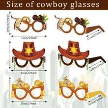12pcs Western Cowboy Party Decoration Paper Glasses Props, Birthday Party Photo Props - View 3