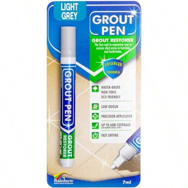 Grout Pen Light Grey Tile Paint Marker: Waterproof Grout Paint, Tile Grout Colorant And Sealer Pen - Light Grey, 5mm 7mL