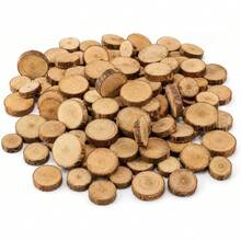 IMIKEYA 100Pcs Small Wood Log Slices Crafts 1.5-3CM Assorted Unfinished Wood Slices Bulk Natural Round Log Discs Crafts, Rustic Home Decor, Wedding Centerpieces, Party - 1 Set Wood KeyChain DIY - View 2