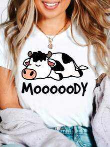 Camiseta divertida con estampado de leche - Blanco - Ver 1