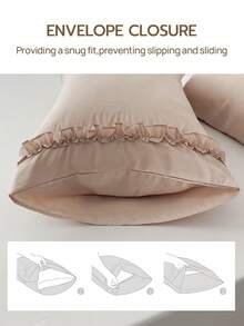 1pc 100% Polyester Solid Color Lace Long Pillowcase, Lightweight And Elegant, Cloud-Like Soft Touch, Suitable For Bedding And Sofa Decoration (Pillow Insert Not Included) - Beige - View 7