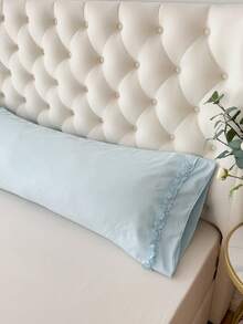 1 pieza Funda de almohada larga de encaje de unicolor 100% poliéster, ligera y elegante, tacto suave como una nube, adecuada para ropa de cama y decoración de sofá (relleno de almohada no incluido) - Azul claro - Ver 5