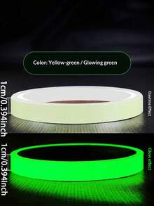 1pc Colorful Glow-In-The-Dark Tape, Green Fluorescent Luminous Tape, Self-Luminous Warning Sign For Stairs, Stage And Positioning - Multicolor - View 3