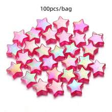 100pcs AB Plated Acrylic Pentagram Straight Hole Beads, Colorful Cute Loose Beads For DIY Bracelet, Necklace, Jewelry Making Accessories - Five-pointed Star Bead - View 14