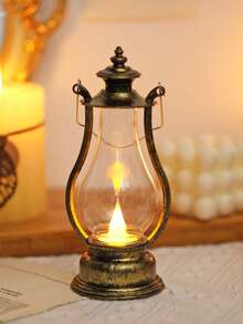 1 pieza Linterna decorativa vintage, decoración de mesa para interiores, bodas y fiestas, luz nocturna, alimentada por batería, luz de vela LED, decoración de mesa sin humo y sin llama, luz nocturna con forma de botella de aceite, adecuada para regalos de vacaciones y decoración de eventos - Tipo de mecha de lámpara - Ver 7