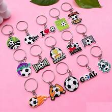 8/15 piezas Llaveros de fútbol lindos, decoraciones planas 2D para mochilas, colgantes de PVC exquisitos para mochilas, regalos ideales para accesorios de adorno de mochila - Multicolor - Ver 5
